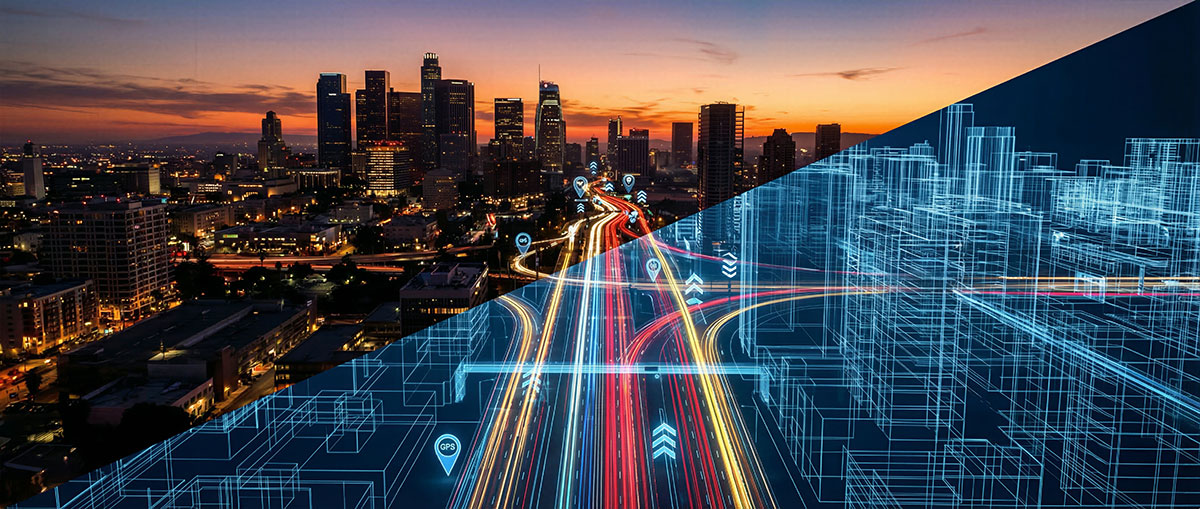 city split into digital model
